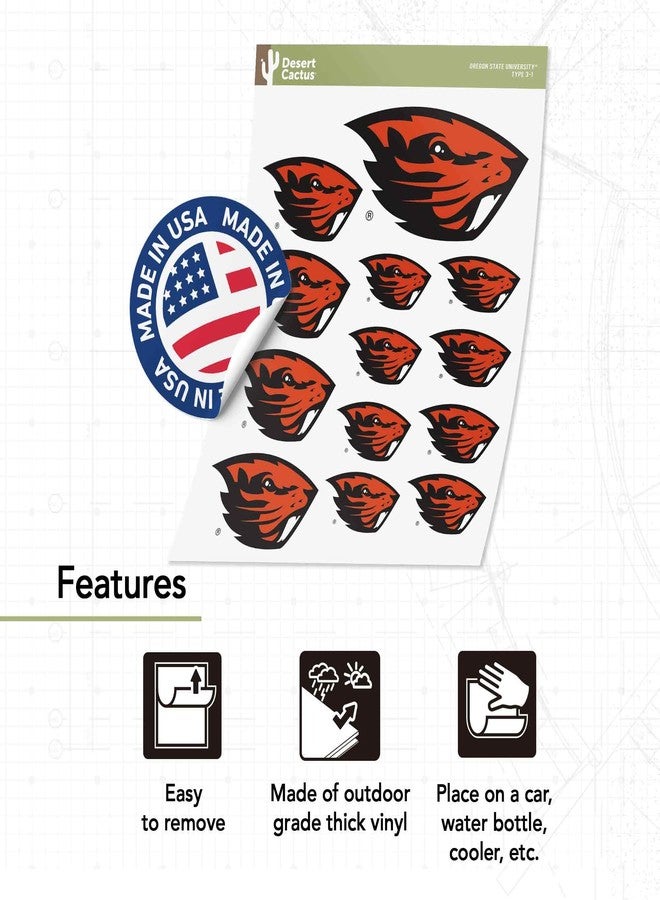 Desert Cactus Oregon State University Sticker Oregon State Beavers Vinyl Decal Laptop Water Bottle Car Scrapbook Sheet (Type 3-1) - Image 4
