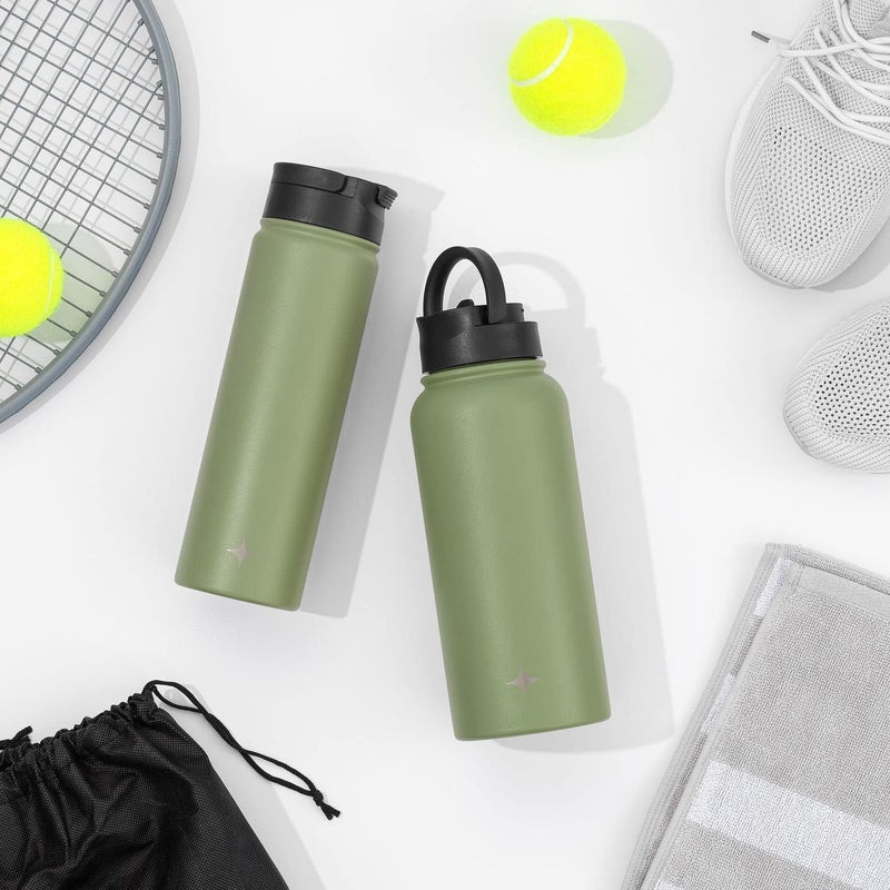 JoyJolt Triple Insulated Water Bottle with Straw Lid AND Flip Lid! 32oz Large 12 Hour Hot/Cold Vacuum Insulated Stainless Steel Bottle. BPA-Free Leakproof Thermos Bottle - Image 5