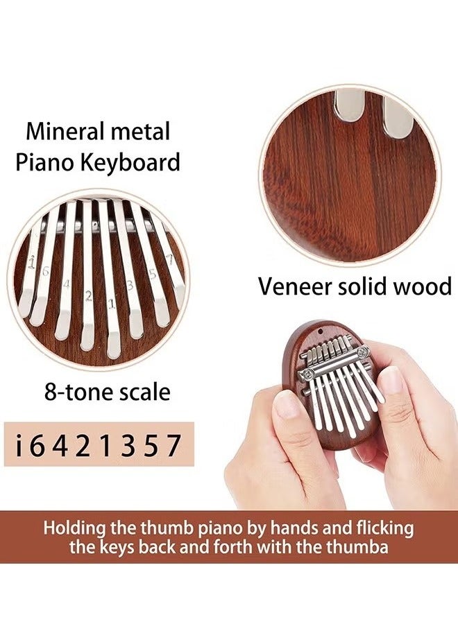 Mini Thumb Piano 8 Keys Wooden Finger Piano With Lanyard, Musical Instrument, Gift For Valentine's Day, Perfect For Adult Beginners  Music Lovers - Image 3