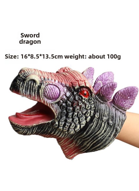 Customized Dinosaur Head Dinosaur Hand Puppet Gloves Soft Rubber Triceratops Tyrannosaurus Rex Children Simulation Animal Toy Wholesa-Color:Stegosaurus [hand Puppet]