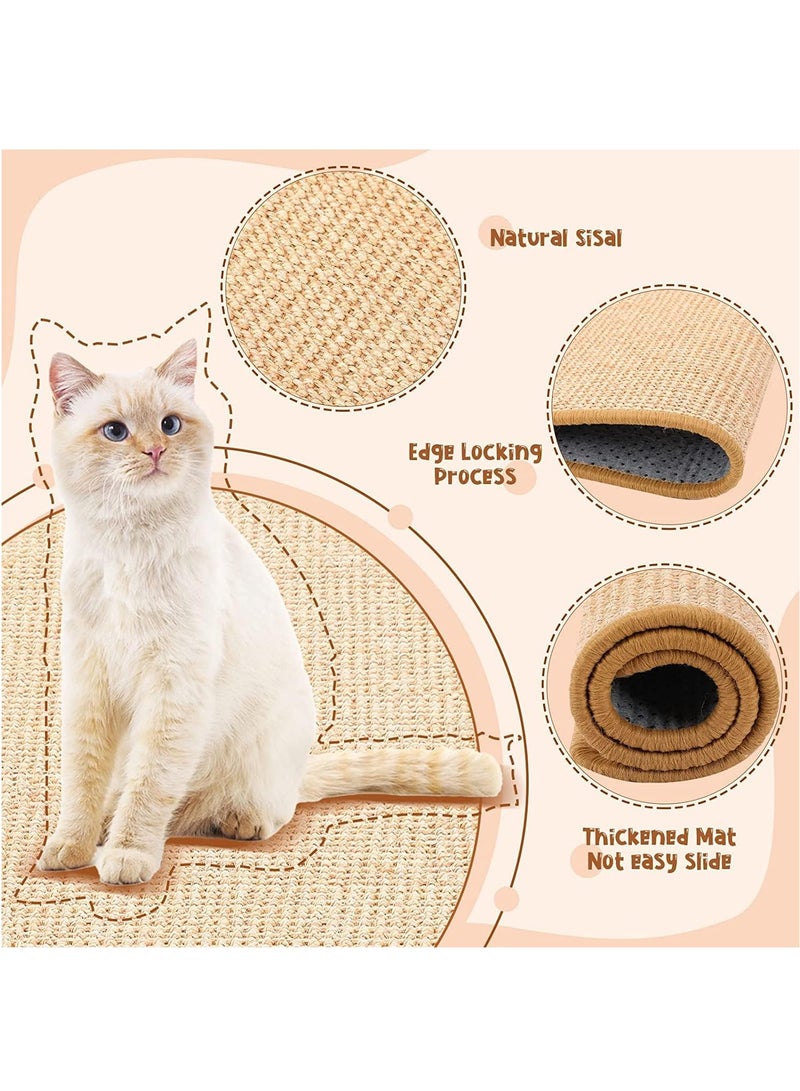 Cat Scratcher Mat, 23.6 X 15.7 Inch Natural Sisal Cat Scratch Mats, Horizontal Cat Floor Scratching Pad Rug, Protect Carpets and Sofas - Image 3
