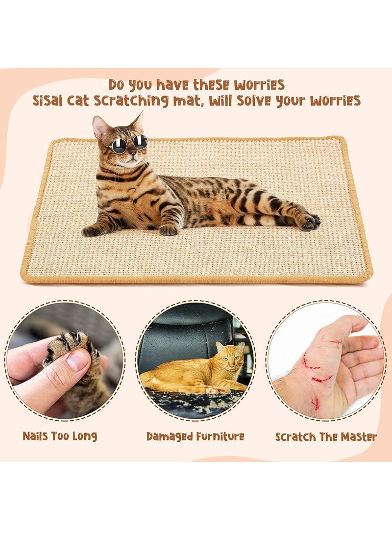 Cat Scratcher Mat, 23.6 X 15.7 Inch Natural Sisal Cat Scratch Mats, Horizontal Cat Floor Scratching Pad Rug, Protect Carpets and Sofas - Image 4