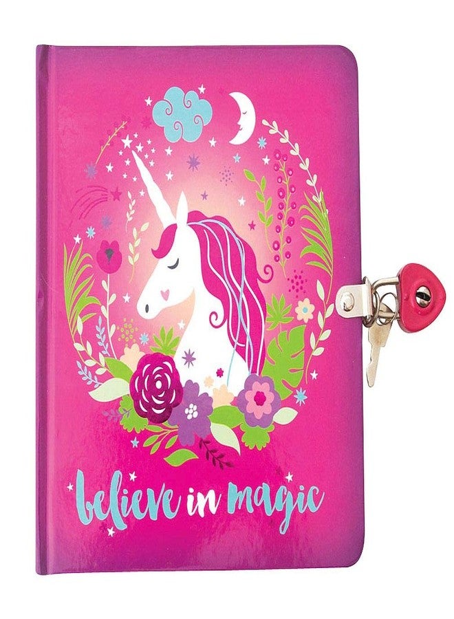 Playhouse Believe in Magic Unicorn Shiny Foil Cover Lock & Key Lined Page Diary for Girls - Image 1