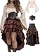 Verceco Pirate Costume Women Outfit with Renaissance Pirate Shirt Skirt Corset Waist Belt Womens Halloween Pirate Costumes Beigebrown S - Image 3