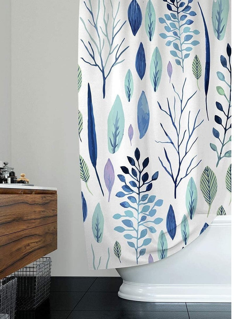 SYOSI Shower Curtains Floral Curtain Leaf Plants Tropical Curtain,Waterproof Fabric for Bathroom 72x72 Inch - Image 2