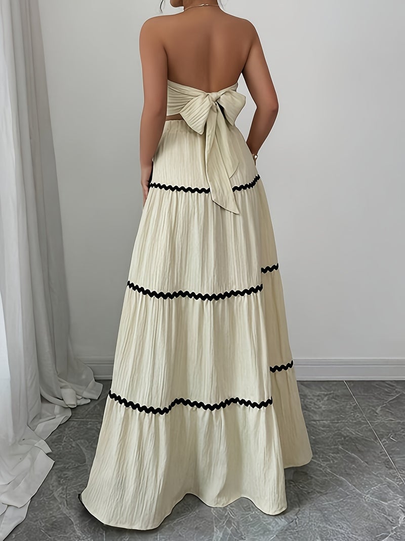 Sexy Ruched Lace Sleeveless Camisole Fashion Casual High-Waist Long Skirt Set - Image 3