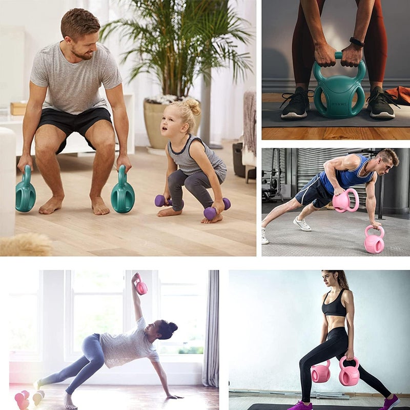 RUNWE 20 lb Kettlebell Weight with Three-handles for Russian Twists AB Exercise, Weightlifting and Core Training All-Purpose Fitness Exercise Home Gym [Pink] - Image 2