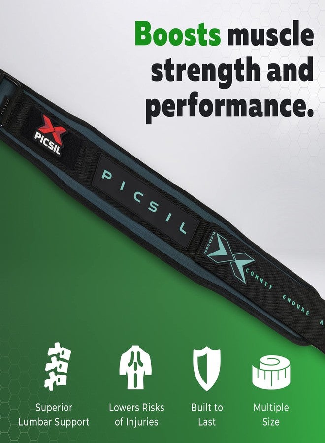 PICSIL - Weight Lifting Belt | Core & Back Support | Customizable with Patch Space | Ideal for Cross training, Squats & Barbell Exercises | Strength Belt for Women and Men | Green, XL - Image 4