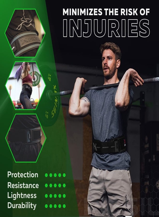 PICSIL - Weight Lifting Belt | Core & Back Support | Customizable with Patch Space | Ideal for Cross training, Squats & Barbell Exercises | Strength Belt for Women and Men | Green, XL - Image 5