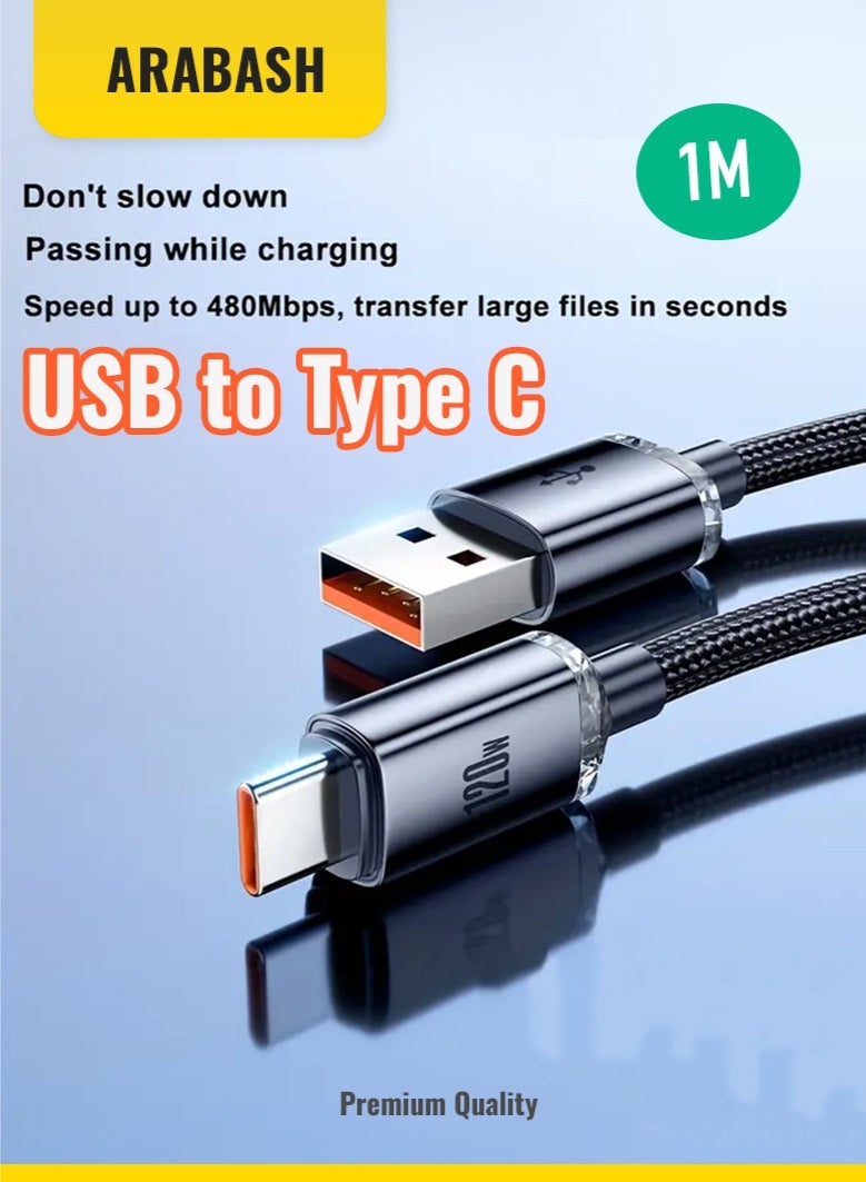 Arabash 120W 6A Type C to Type C/USB to Type C Super Fast Charging Cable for Samsung S23 S22 S21 Xiaomi 12Pro K50 K60 Redmi Huawei P40 P60 Android OPPO Phone Charger USB C Cord MacBook Pro iPad Pro Data USB C Type-C Transfer Cord - Image 1