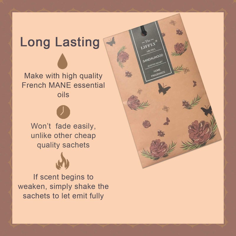 ليفلاي Liffly 14 عبوة من أكياس خشب الصندل المعطرة للأدراج والخزائن - Image 2