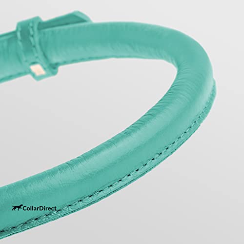 CollarDirect Rolled Leather Dog Collar, Soft Padded Round Puppy Collar, Handmade Genuine Leather Collar Dog Small Large Cat Collars 13 Colors (6-7 Inch, Mint Green Textured) - Image 2