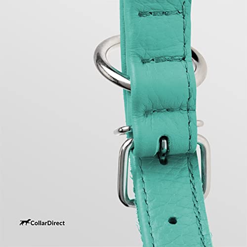 CollarDirect Rolled Leather Dog Collar, Soft Padded Round Puppy Collar, Handmade Genuine Leather Collar Dog Small Large Cat Collars 13 Colors (6-7 Inch, Mint Green Textured) - Image 3