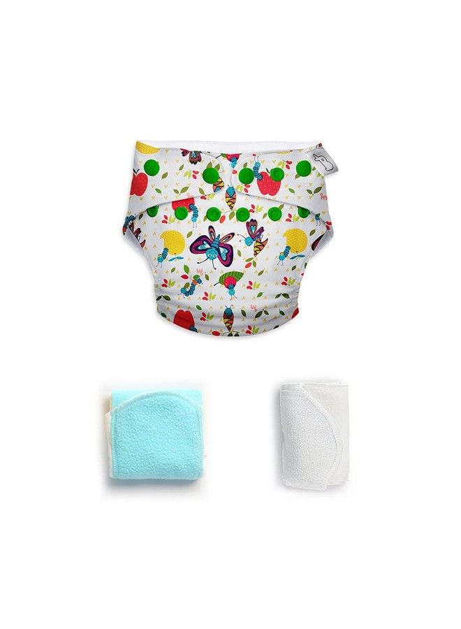 Superbottoms Uno Freesize Cloth Diaper ; Cloth Diaper For Babies 3M To 3Y ; Washable & Reusable Cloth Diaper ; Comes With Cloth Diaper Inserts ; 1 Organic Cotton Soaker + 1 Booster ; Catepillar - Image 2