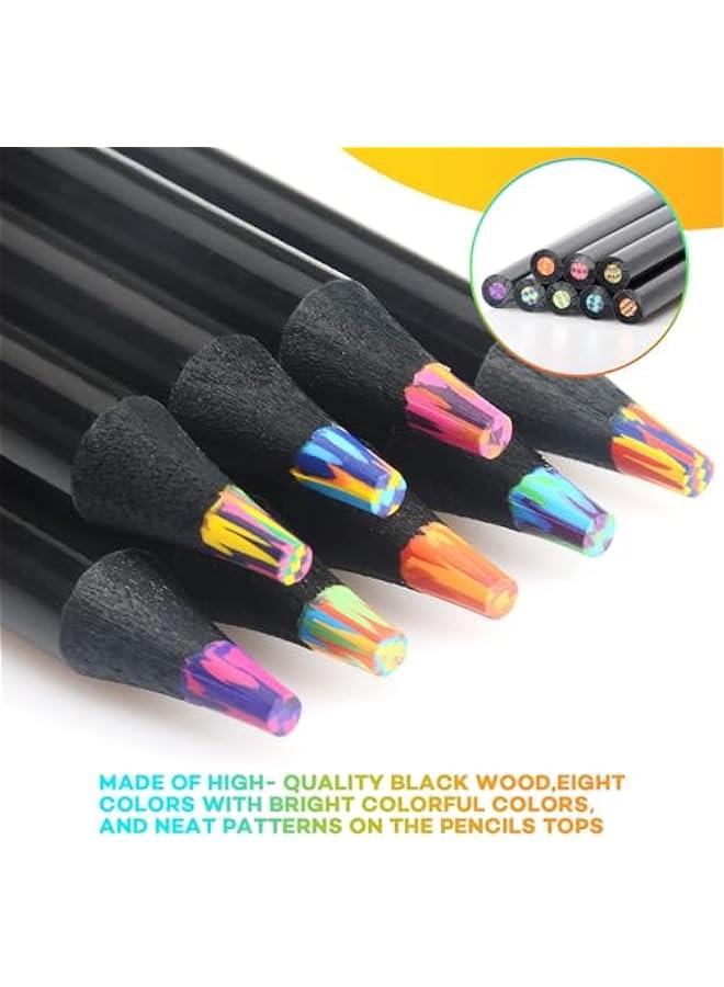 HOOKOR 8 Pieces Rainbow Pencils, Jumbo Colored Pencils for Adults, Multicolored Pencils Art Supplies for Drawing, Coloring, Sketching, Party Favor Bags, Pre-sharpened  - Image 4