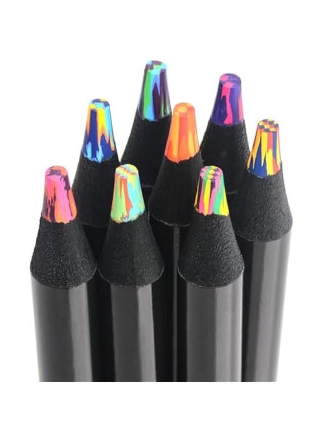 HOOKOR 8 Pieces Rainbow Pencils, Jumbo Colored Pencils for Adults, Multicolored Pencils Art Supplies for Drawing, Coloring, Sketching, Party Favor Bags, Pre-sharpened  - Image 1