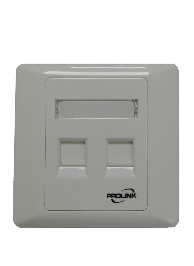 prolink ProLink 2-Port British Faceplate W/Shutter & Station-2 Id (White, 86x86) 