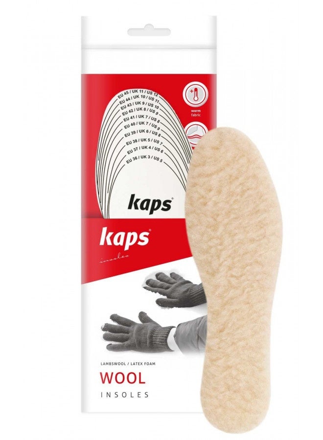 Kaps Wool, Quality 100% Natural Wool Shoe Insoles For Cold Weather, Made In Europe, Cut To Fit - Image 1