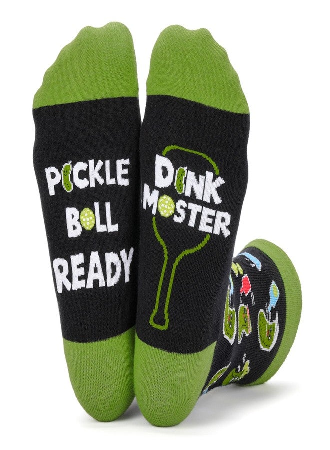 Cozymate جوارب كوزيميت المبتكرة بنمط لعبة بيكلبول للنساء والرجال، جوارب مضحكة ومجنونة لمحبي لعبة بيكلبول، هدايا رياضية (مقاس أمريكي، ألفا، مقاس واحد، عادي، عادي، أخضر وأسود) - Image 1