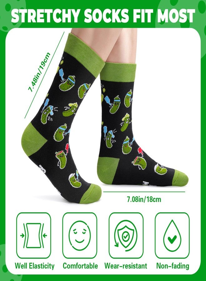 Cozymate جوارب كوزيميت المبتكرة بنمط لعبة بيكلبول للنساء والرجال، جوارب مضحكة ومجنونة لمحبي لعبة بيكلبول، هدايا رياضية (مقاس أمريكي، ألفا، مقاس واحد، عادي، عادي، أخضر وأسود) - Image 2