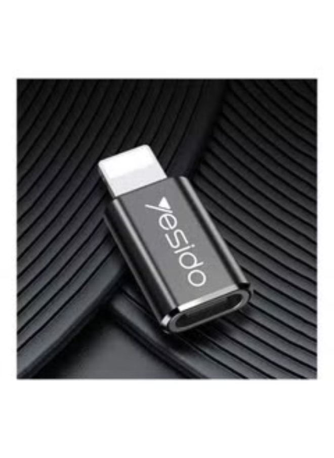 Yesido Type-C To Lightning Connector Adapter Super Fast Charging And Data Transfer Black  - Image 2