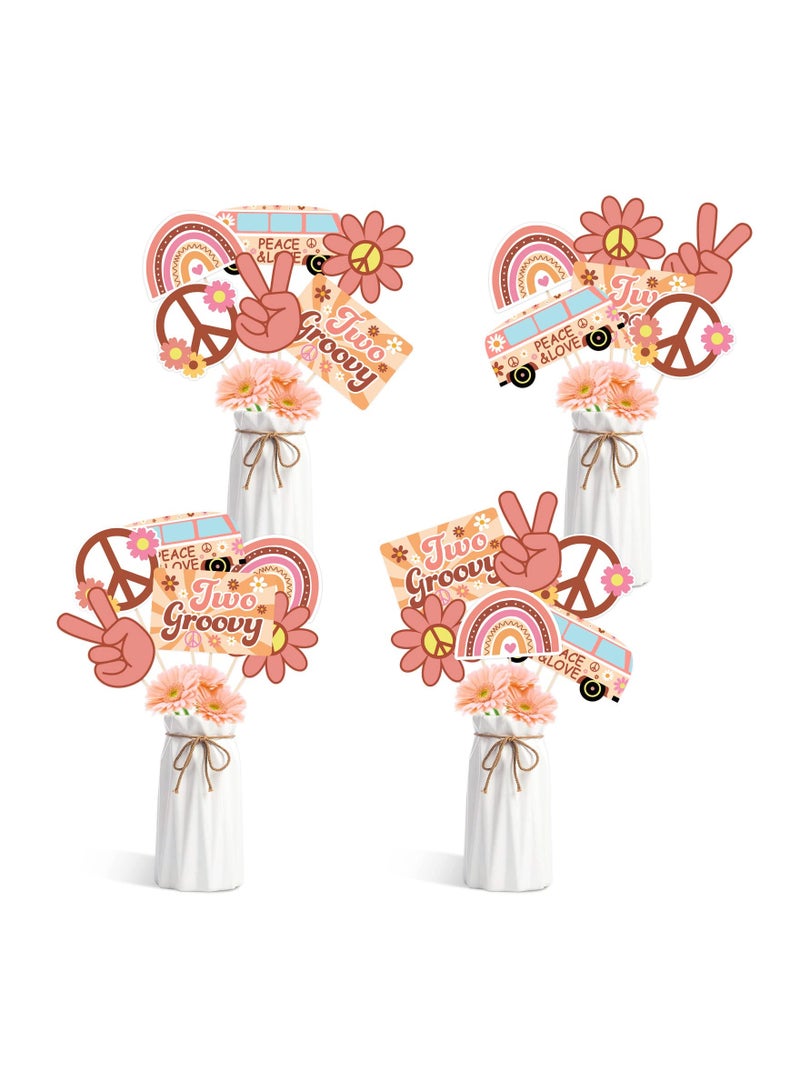 Boho Chic Party Table Toppers Set of 2 Hippie Style Decorations with Daisy Design Perfect for 60s Themed Birthday Celebrations - Image 1