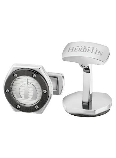 MICHEL HERBELIN Grey Plating And Stainless Steel Cufflink