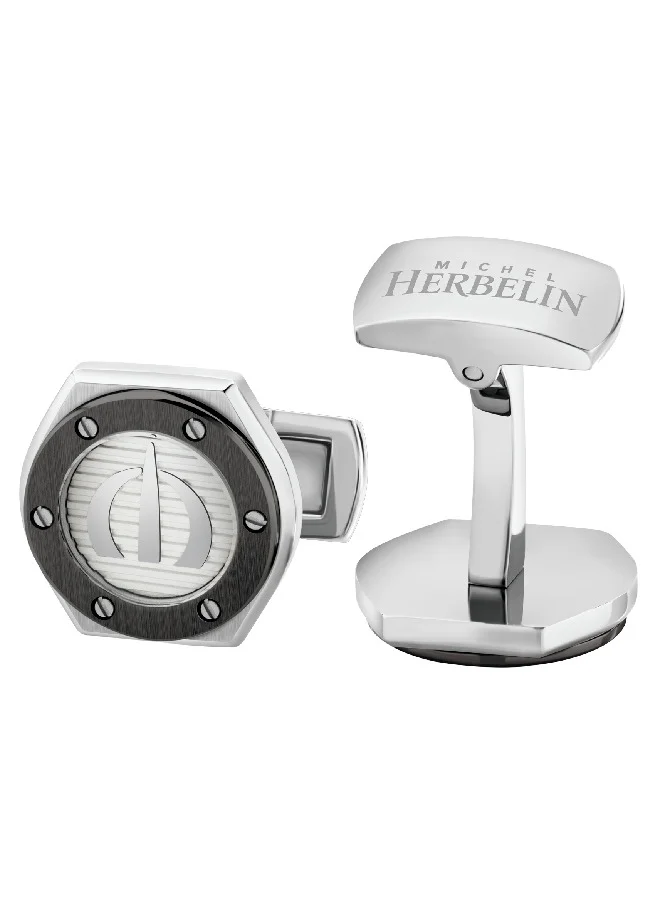 MICHEL HERBELIN Grey Plating And Stainless Steel Cufflink