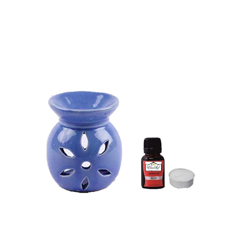 Ein Sof EIN SOF Ceramic Oil Diffuser for Home Fragrance 1 Piece Room Fragrance Diffuser Perfume Diffuser for Home Aroma Therapy Diffuser Oil lamp Blue  - Image 1