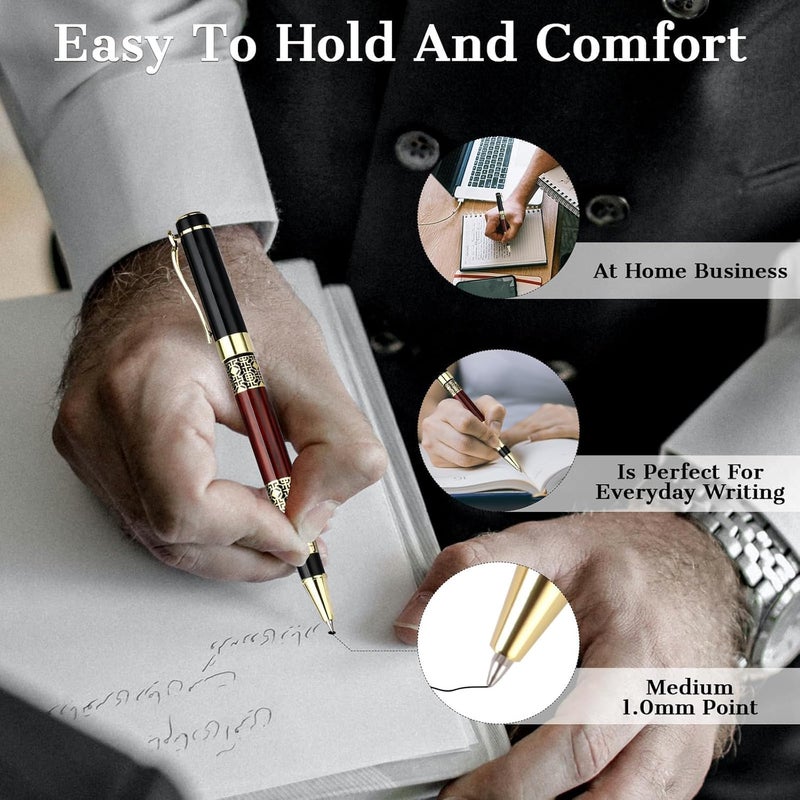 أكس سبرينج قلم حبر جاف خبير، قلم حبر جاف 0.5 مم مع حافة كروم فاخرة، قلم حبر جاف مع قطعتين من حبر أسود قابل لإعادة التعبئة، مجموعة صندوق هدايا أقلام للطلاب والمديرين التنفيذيين والمعلمين - Image 3