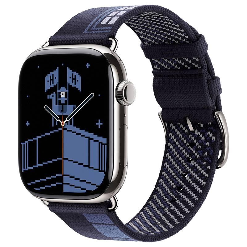 سوار ساعة ذكية سوار نايلون حلقي متوافق باللون أزرق قابل للتعديل مع Apple Watch 38/40/41/42/44/45/49mm بملاءمة قابلة للتعديل وحزام بديل - Image 1