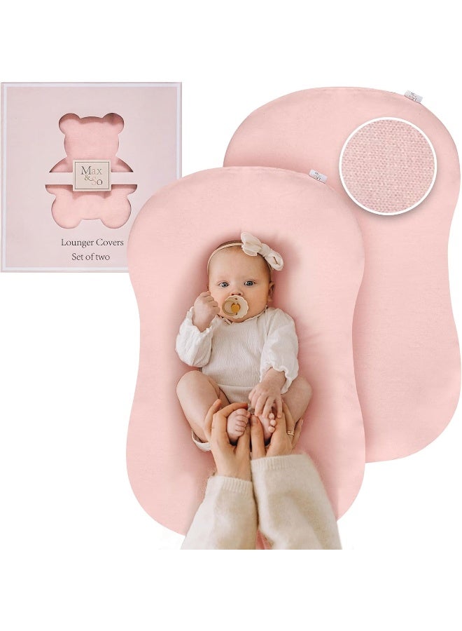 Max&So Baby Lounger Cover Compatible with Snuggle Me â€“2 Pack - 100% Cotton Slipcover â€“ Soft, Breathable & Skin-Friendly â€“ Newborn Lounger Cover, Pink â€“ Cover Only - Image 1