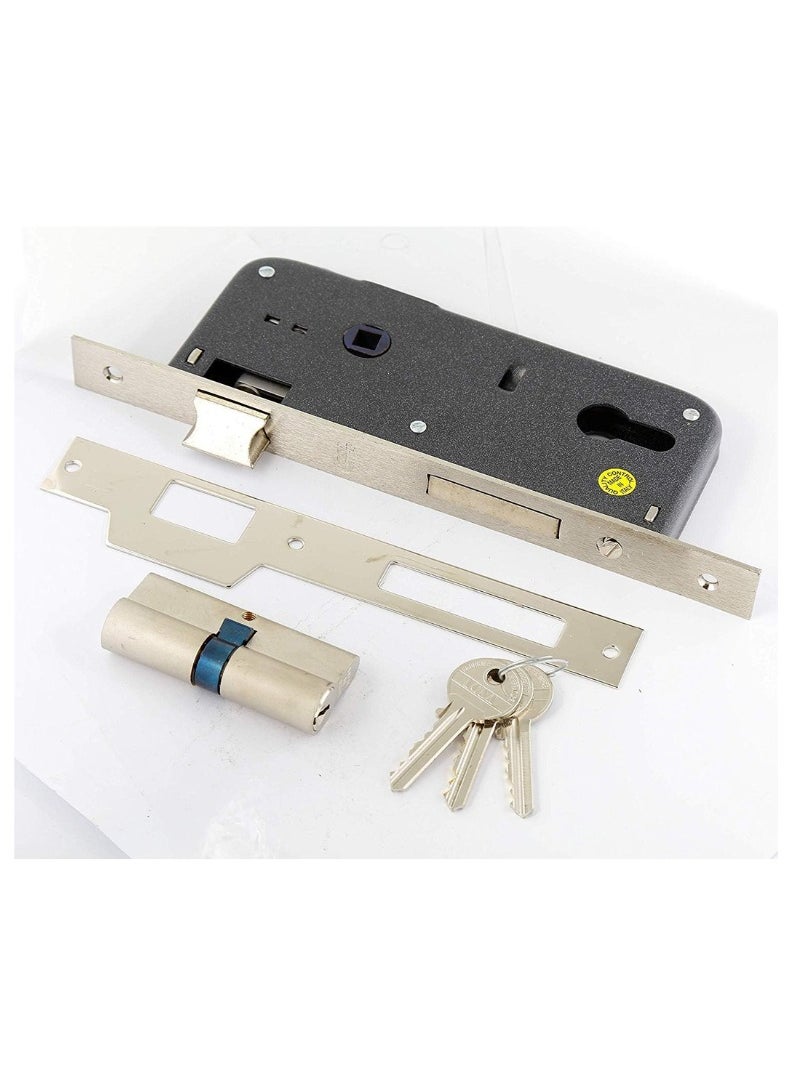 KNP KNP Silver Door Lockset (Handle and Lockbody) 85MM perfect for standard doors, providing secure locking while complementing any interior décor.  - Image 2