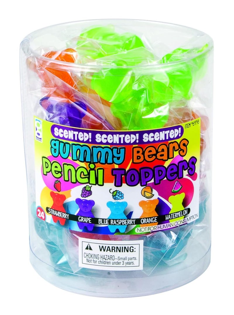 Geddes Raymond Gummy Bear Scented Pencil Toppers - Pack of 24 - Fun and Colorful School Supplies for Kids - Image 2