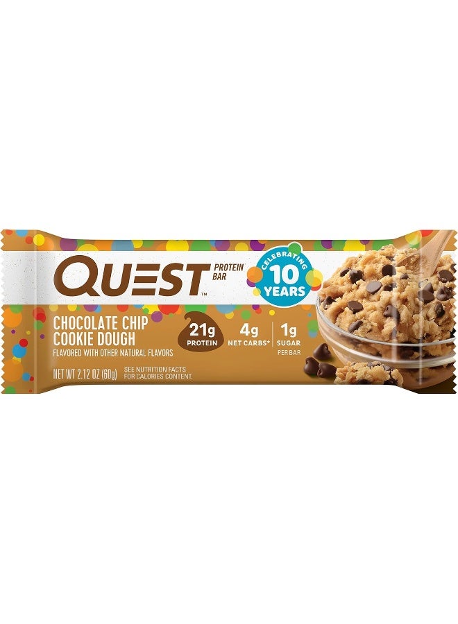 Quest Nutrition Chocolate Chip Cookie Dough - High Protein, Low Carb, Gluten Free, Keto Friendly, 2.12 Oz, 4 Count (Pack Of 5) - Image 1