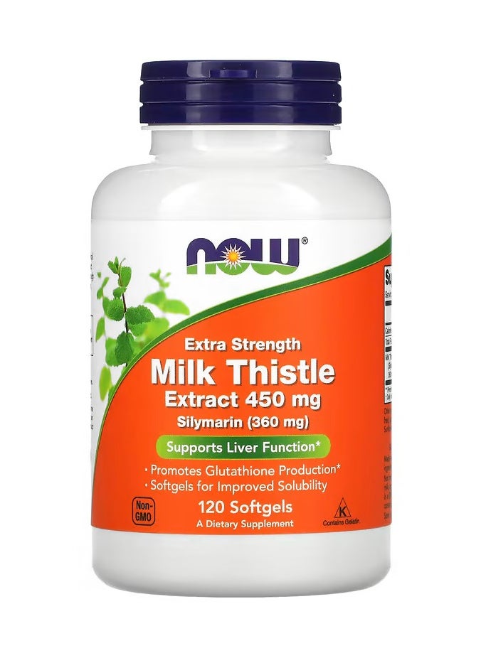 now Milk Thistle Extract, Extra Strength, 450 mg, 120 Softgels 