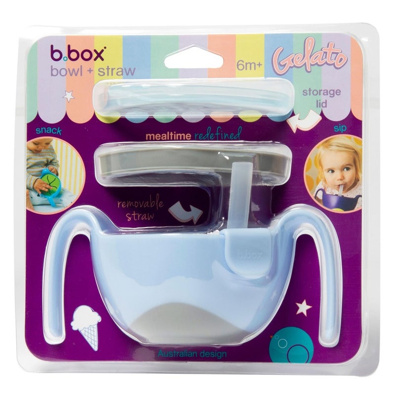 B.Box - Light Blue Bowl with One Silicone Straw Set - 405 - Image 5