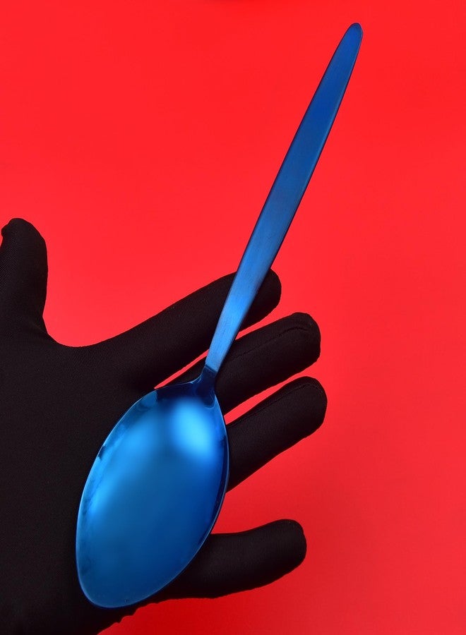 BNAZIND Chef Kunz Spoon Shiny Blue |18/10 Stainless Steel Titanium Chef Spoon | 9 Inches Plating Daily Serving Quenelle Cooking Spoons - Image 3