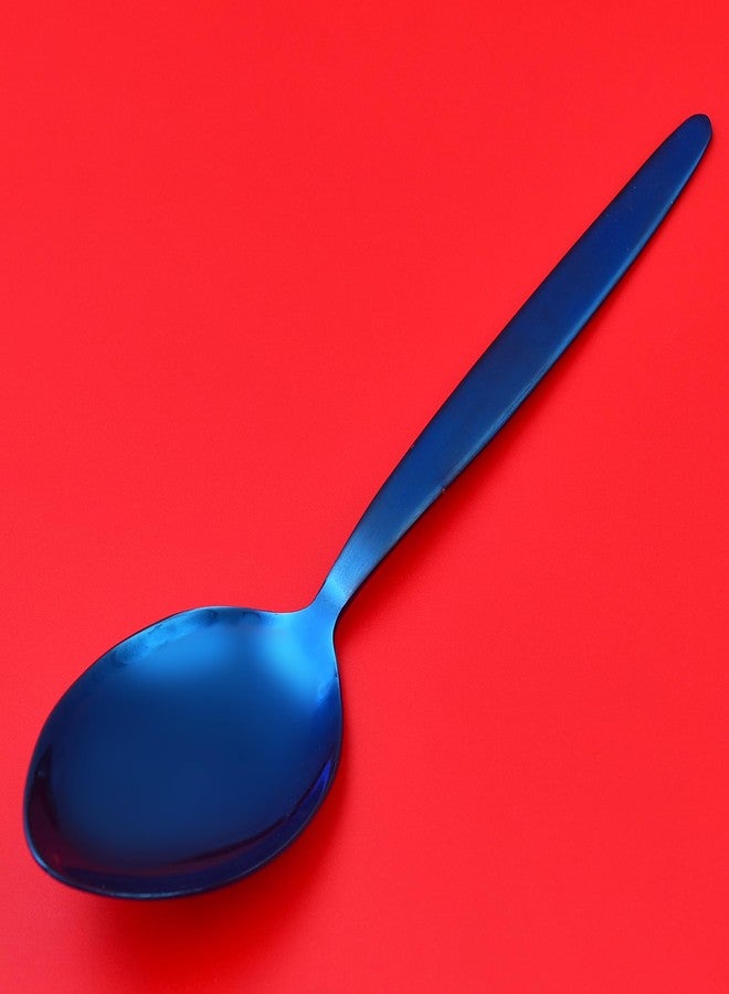 BNAZIND Chef Kunz Spoon Shiny Blue |18/10 Stainless Steel Titanium Chef Spoon | 9 Inches Plating Daily Serving Quenelle Cooking Spoons - Image 2