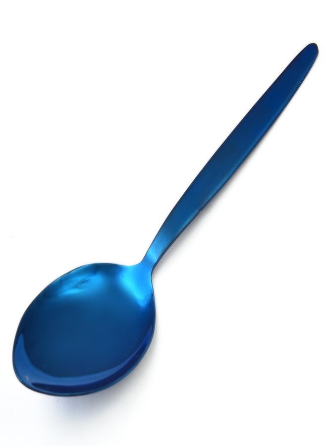 BNAZIND Chef Kunz Spoon Shiny Blue |18/10 Stainless Steel Titanium Chef Spoon | 9 Inches Plating Daily Serving Quenelle Cooking Spoons - Image 1