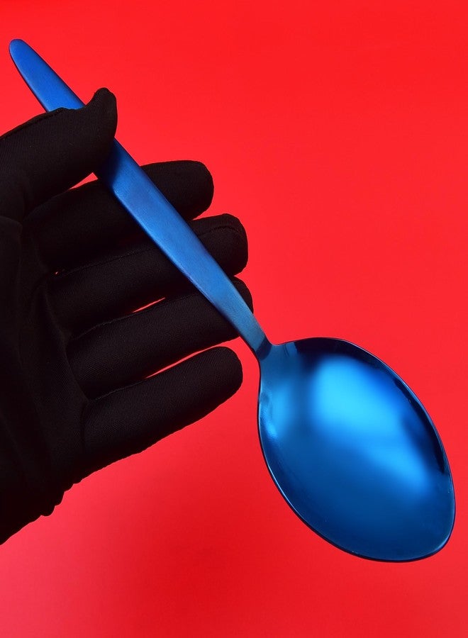 BNAZIND Chef Kunz Spoon Shiny Blue |18/10 Stainless Steel Titanium Chef Spoon | 9 Inches Plating Daily Serving Quenelle Cooking Spoons - Image 4