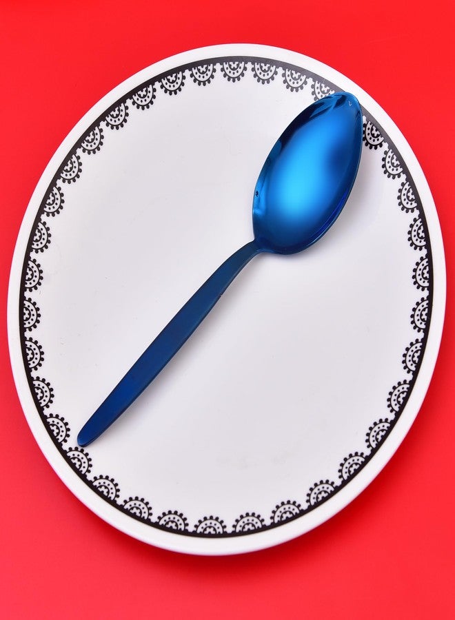 BNAZIND Chef Kunz Spoon Shiny Blue |18/10 Stainless Steel Titanium Chef Spoon | 9 Inches Plating Daily Serving Quenelle Cooking Spoons - Image 5