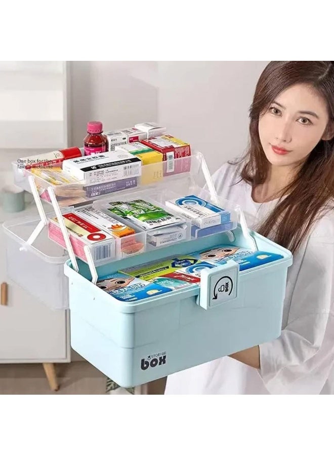 Premify Large Plastic Medical Box, Family Emergency Medical Travel Kit, Child Proof Medicine Organizer Pill Case With Compartments And Handle, Medicine/Jewelry Storage Organiser  - Image 1