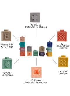 genernic Baby Blocks Soft Building Blocks Teethers Toy Educational Squeeze Play with Numbers Animals Shapes Textures - Sensory Montessori Toys Toddler Activities - Gifts for Boy Girl 6 9 12 18 Months 1 2 3 Year Old Birthday  - Image 2