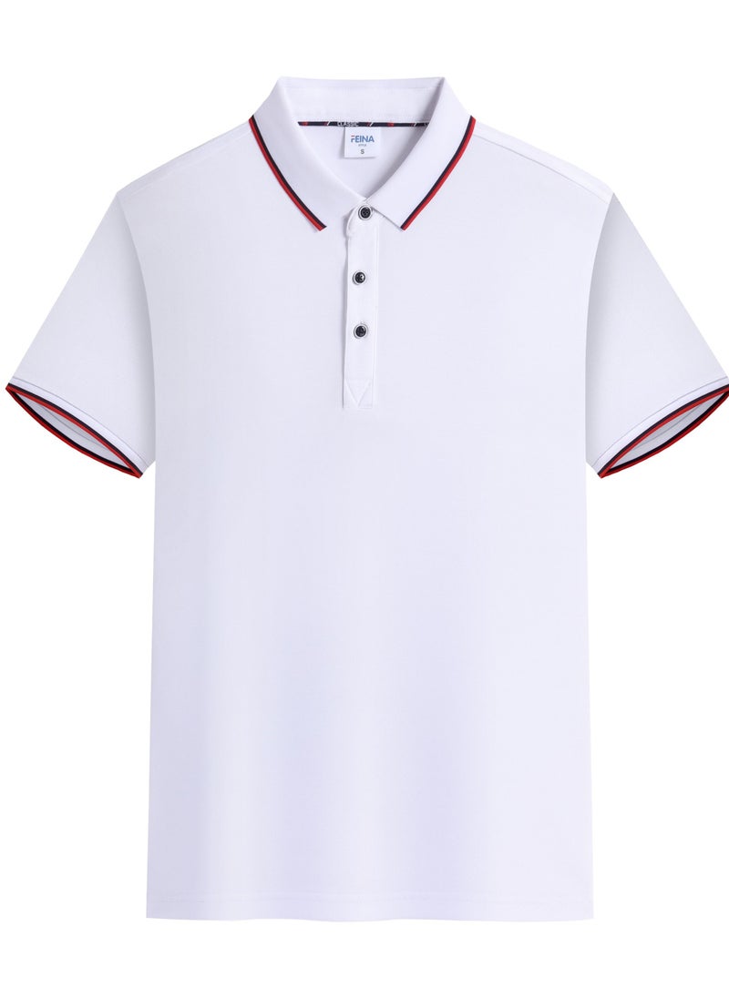 Loquat Men Quick Dry Breathable Elastic Polo White  - Image 1