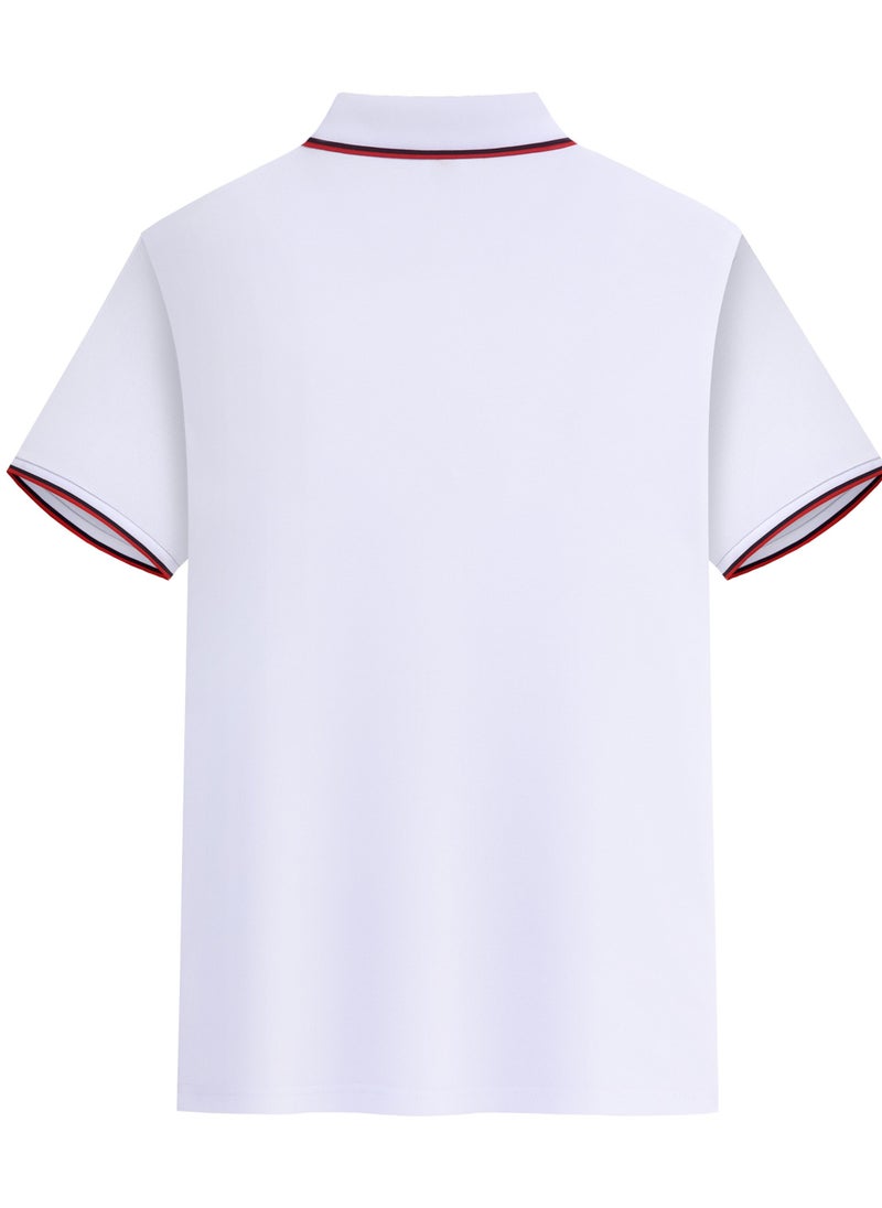 Loquat Men Quick Dry Breathable Elastic Polo White  - Image 2