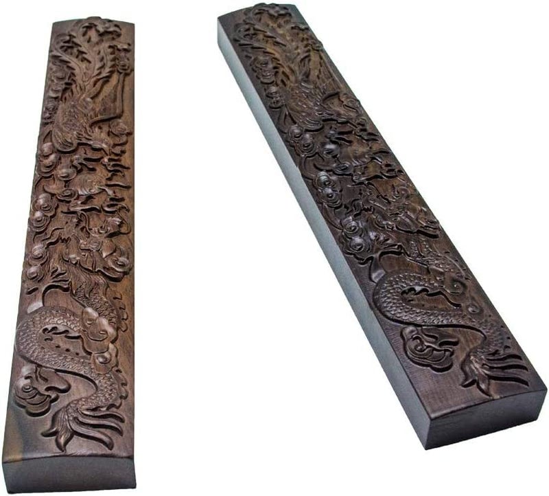 Addune Calligraphy Wooden Paperweight Dragon Phoenix Chinese Painting Writing Drawing Black Catalpa Paperweights Collection Gifts Set of 2 - Image 5