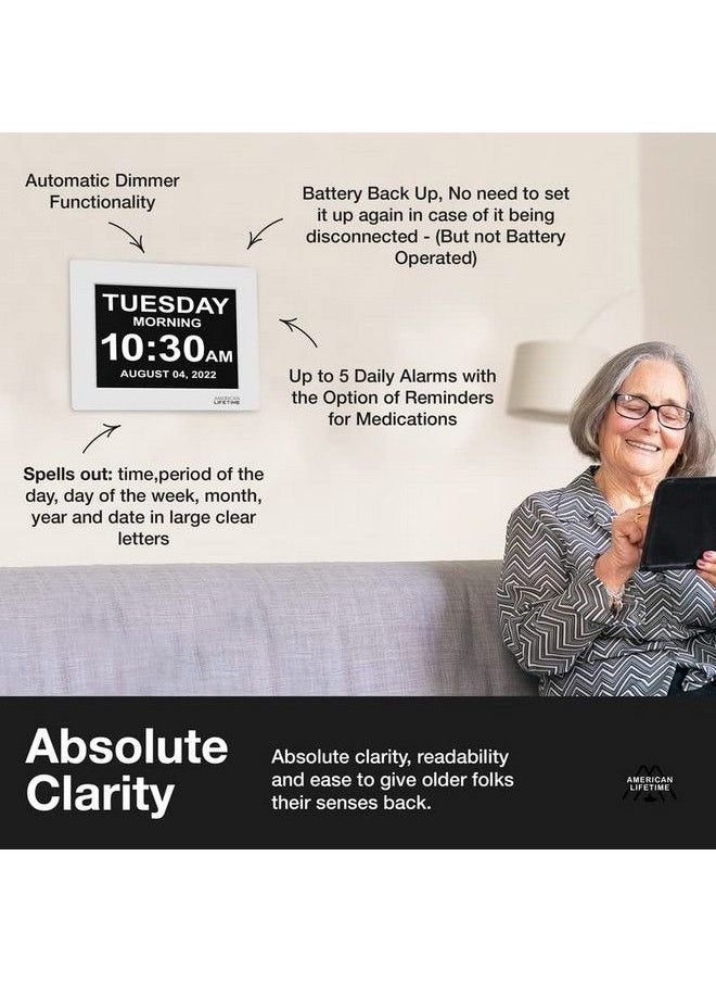 American Lifetime - 【New 2023】 Dementia Clock Large Digital Clock For Seniors Digital Clock Large Display With Custom Alarms Clock With Day & Date For Elderly Large Number Digital Clock Black - Image 1