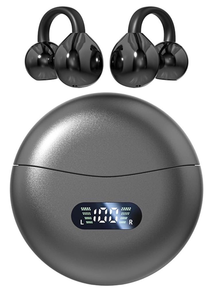 Generic Open Ear Clip Headphones with LED PowerDisplay,Wireless Bluetooth Earbuds, Open Ear Earbuds ，5.4 Sport Earbuds  Clip-on Earphones, Noise reduction, water resistance, Hi-Fi sound quality, suitable for playing games,to music (Black)  - Image 1