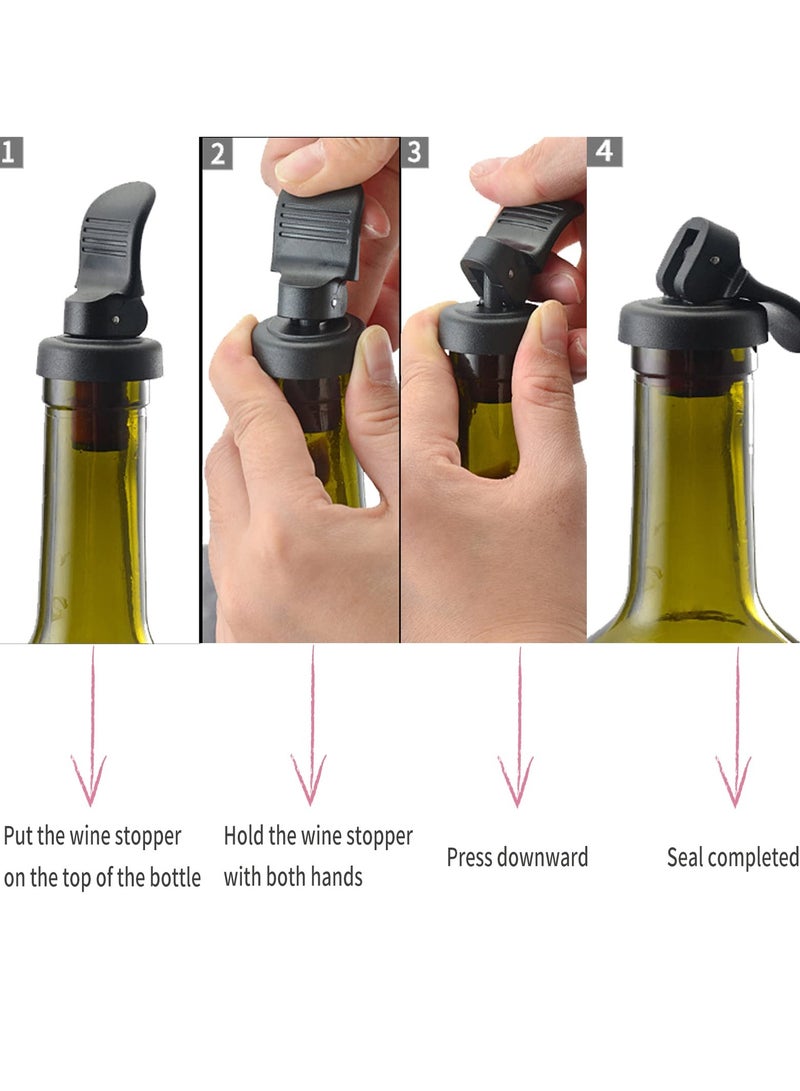 SYOSI 6Pcs Vacuum Wine Bottle Stopper, Reusable Bottle Sealer Plastic Bottle Stopper Wine Corks for Wine Champagne Beer to Keeps Wine Fresh